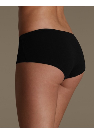 Marks & Spencer 5'li Cotton Lycra Short Külot Seti Siyah