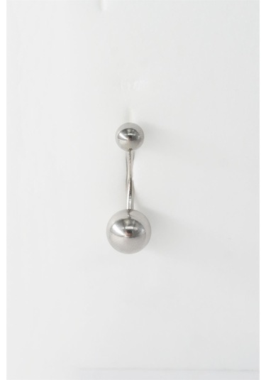 Kadın 316l Anti Alerjenik Topcuklu Göbek Piercing Gümüş