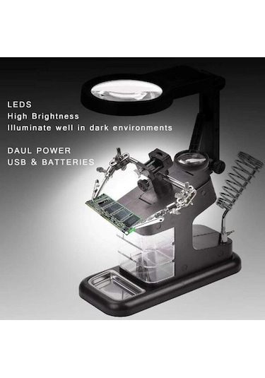 Wellhise Te-803 Masa Üstü Ledli Büyüteç Çok Amaçlı Tutacak