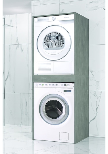 Arya 70 Cm Çamaşır Ve Kurutma Makinesi Dolabı - Retro Gümüş