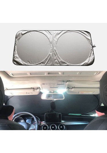 Lemestar Araba Güneşlik Ön Cam Koruyucu, Gümüşlü Dokuma, Uv Ve Isı Engelleyici, 150x70 Cm, Ev Araçları İçin Evrensel, Kolay Kurulum Clip Tipi