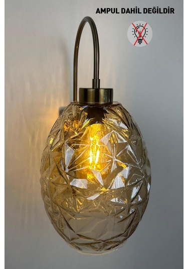 Veltro Bal Rengi Cam Aplik Duvar Lambası Modern Otel Cafe Vintage Salon Yatak Odası Merdiven Retro Bal