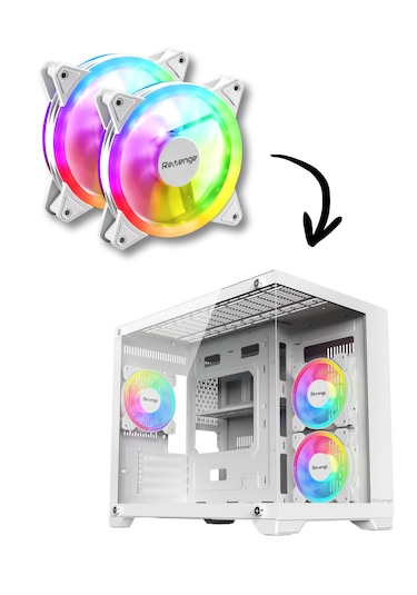 Nova Bilgisayar Kasası İle Uyumlu 2-4 Adet 12cm Rgb Fan Nova Fanı 120mm Fan 2'li Beyaz
