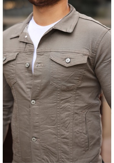 Koyu Bej Erkek Kot Ceket Bej