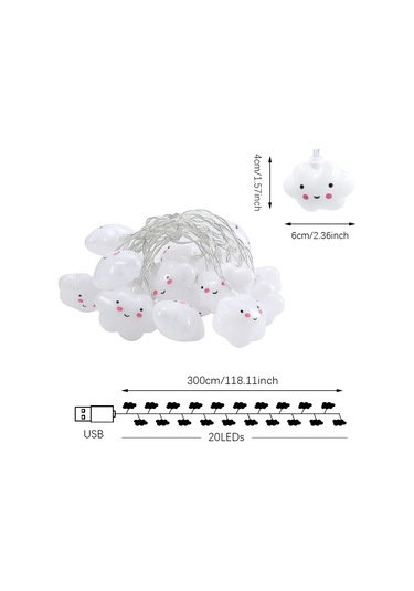 20led Bulut/yıldız Işığı Dize, Noel Doğum Günü Partisi İçin 10ft 1 Adet