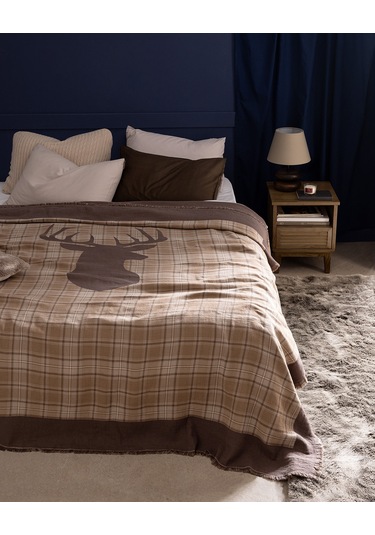 Madame Coco Valensole King Size %100 Pamuk Yatak Örtüsü - Bej Ekru