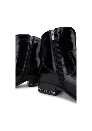 Tamer Tanca Kadın Hakiki Deri Siyah Rugan Topuklu Bot 322 2152713 Bn Bot Sk25-26 Sıyah Rgn Siyah