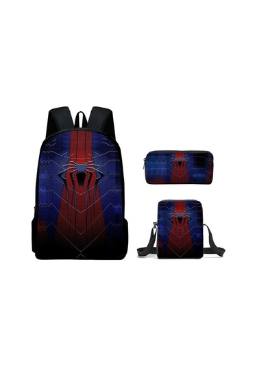 Örümcek Adam Yeni Sırt Çantası Büyük Kapasiteli Öğrenci Kişilik Okul Çantası Üç Parça Seti Stil 29