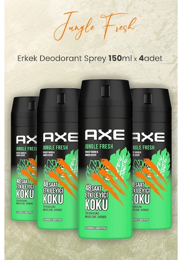 Axe Jungle Fresh Erkek Sprey Deodorant 4 x 150 ML
