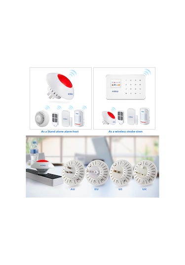 Gajeena Keruı 433mhz Kablosuz Alarm Siren Ve Flaşör, Kablosuz Dedektör Bağlantılı, Kr-j009 Model, Kırmızı Işık Ve Sesli Uyarı Sistemi