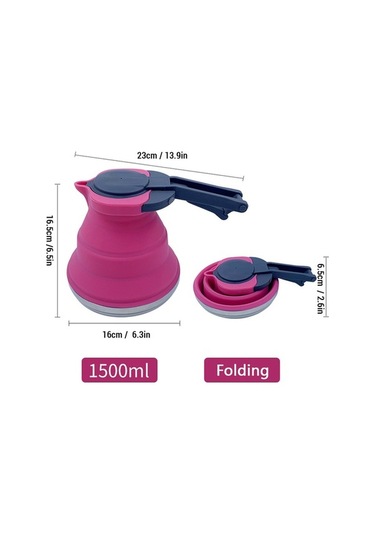 Tongxida Kamp & Seyahat İçin Katlanabilir 1500ml Silikon Çaydanlık - Isıtılabilir, Hafif Tasarım - Açık Yeşil Yeşil