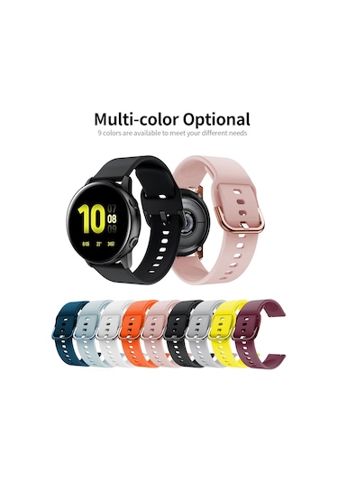 Mufunye Samsung Galaxy Uyumlu Watch Active2 İçin 20mm Kilitli Kordon, Yumuşak Silikon Malzeme, Kol Büyüklüğü Ayarlanabilir, 9 Renkten Seçim, Sarımsı Kırmızı