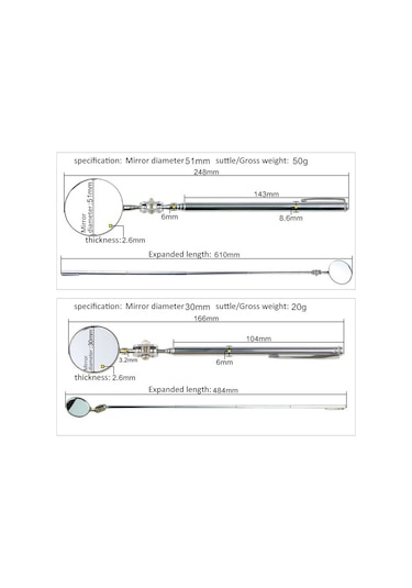 Symbee Araç Tamiri İçin 30mm Güneşçekimli Aynası -万向 Katlanabilir Ve Genişletilebilir底盘 Kontrol Aracı