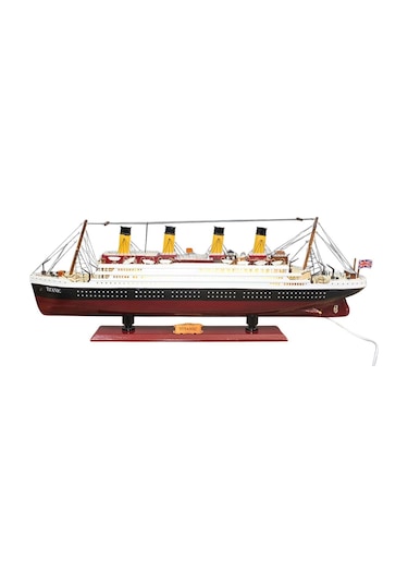 Titanik Led Işıklı Ahşap Model 80cm Titanic Gemi Koleksiyon