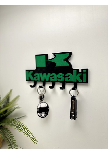 3d Baskı Dekoratif Kawasakı Model Motorcu Anahtar Askılığı Siyah - Yeşil