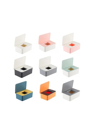 A9-ev Plastik Toz Geçirmez Islak Mendil Saklama Kutusu Kapaklı Ev Masaüstü Doku Saklama Kutusu Taşınabilir Islak Mendil Dispenseri 15 Renk