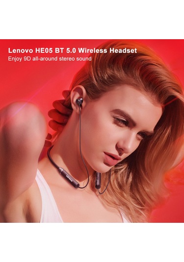 Kangvka Lenovo He05 Kablosuz Spor Bluetooth Kulaklık - Boyun Askılı, Koşu İçin Uygun, Siyah