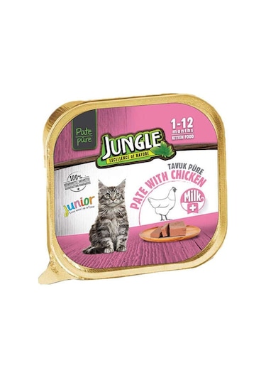 Jungle Junior Tavuklu ve Sütlü Pate Yavru Kedi Yaş Maması 100 G