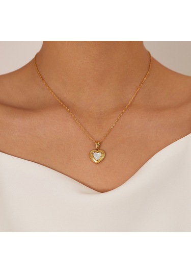 Sones Opk Gx2428 Vintage Paslanmaz Çelik Şeftali Kalp Kolye Mizaç Köprücük Kemiği Kolye Çok Renkli