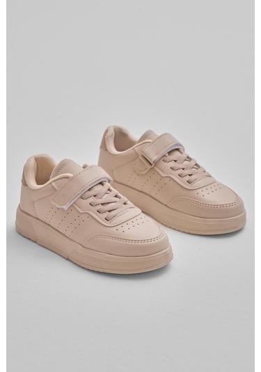 Faylon Hafif Taban Bağcıklı Çocuk Unisex Bej Günlük Spor Ayakkabı Tbprf010 Bej