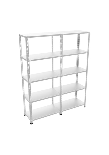 Çelikrafburada 5 Katlı 2 Li Bitişik Çelik Galvaniz Arşiv Rafı Depo Rafı Kiler Rafı 31x93x200 Dx51 Kalite Gümüş