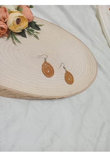 El İşi Örgü Küpe Kahverengi