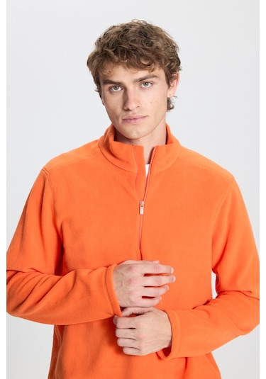 AC&Co / Altınyıldız Classics Anti-Pilling Tüylenme Yapmayan Bato Yaka Erkek Polar Sweatshirt 4A5221100016TRNXXL Turuncu