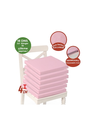 Xpermate 6'lı Sandalye Minderi Su İtici Kumaş 40 x 40 CM Pembe