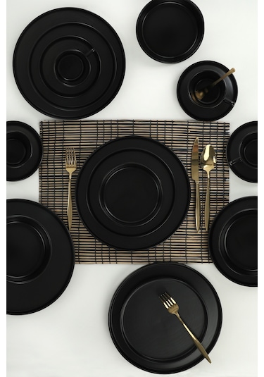 Keramika Mat Siyah Stackable Yemek Takımı 20 Parça 4 Kişilik