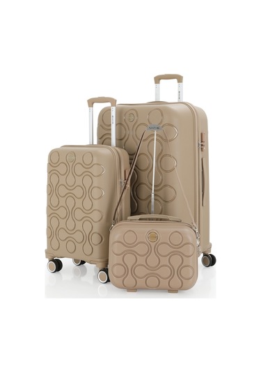 Mçs Polipropilen 3lü Valiz Seti Büyük & Kabin & Makyaj V376 S23sy1000053-set 00026 Şampanya