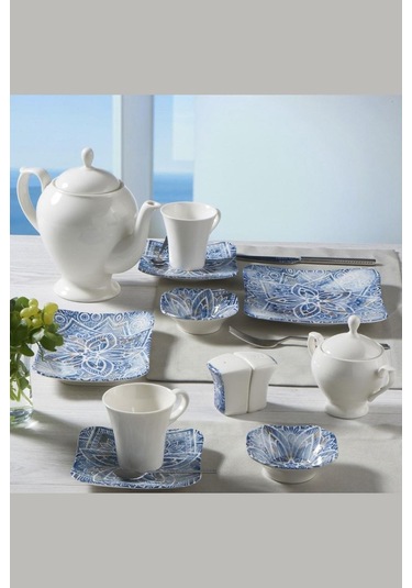 Güral Porselen Sipinoza 36 Parça Kahvaltı Seti 1006 Gbsspn36khr1006 - Mavi