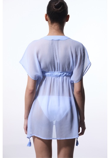 Penti Açık Mavi Basic Şifon V Yaka Mini Kaftan