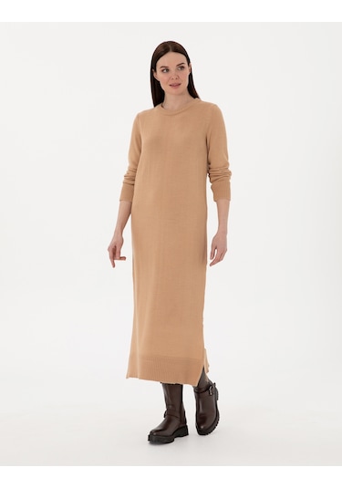 Pierre Cardin Kadın Bej Melanj Elbise Triko 50300115-vr156 Bej Melanj
