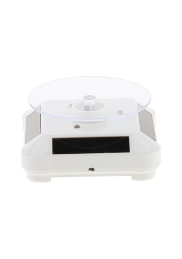 Trendooze Takı Tabla Standı Led Işık İçin Güneş Enerjili Ekran Döner Döner Beyaz Rh