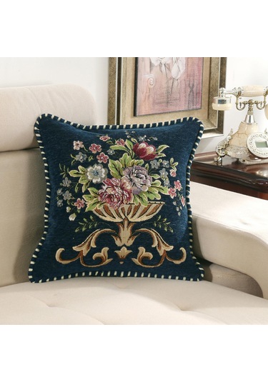 Suntek 48x48cm Makinede Yıkanabilir Dekoratif Yastık Mavi Mavi