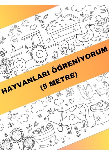 Hayvanları Öğreniyorum Boyama Kağıdı Çiftlik Hayvanları 5 Metr