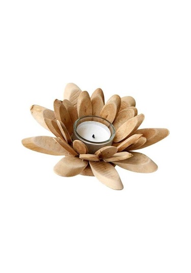 Pazly Suntek El Yapımı Ahşap Tea Light Lotus Mumluk - Tarif Edildiği Gibi Tarif Edildiği Gibi
