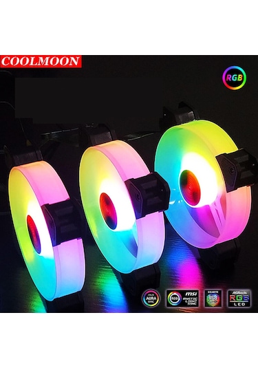 Coolmoon 12Cm 6 Pin Rgb Kasa Fanı Işıklı Renkli Rainbow Fan