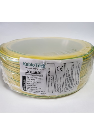Kablotech 0,75 Nyaf Kablo Sarı - Yeşil