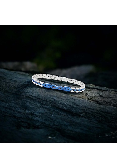 Erkek Sonsuzluk Lacivert Ful Çelik Bileklik 9173 Lacivert