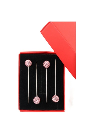 Numetal 4 Lü Pembe Taşlı Eşarp İğnesi. Şal İğnesi. Türban İğnesi. Başörtü İğnesi. Eşarp Ve Şal İğnesi. Gümüş