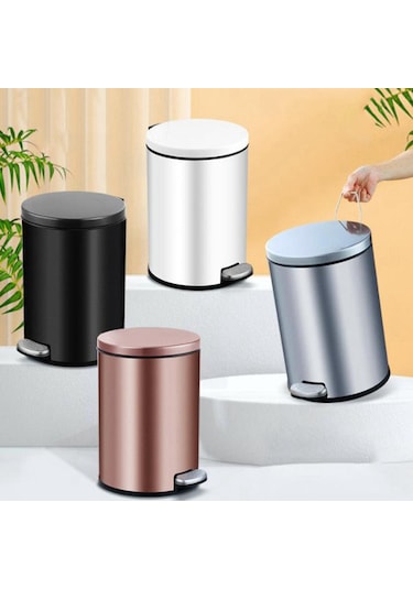 Suntek Magideal  Yuvarlak Adımlı Çöp Kovası Toz Kutusu Eller Altın