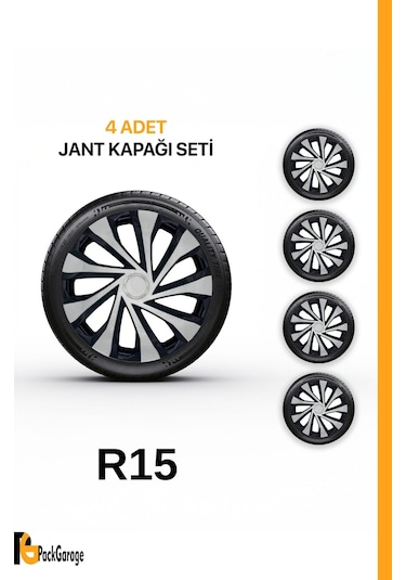 Opel Combo 15'' İnç Jant Kapağı 4 Adet Siyah Gri C123