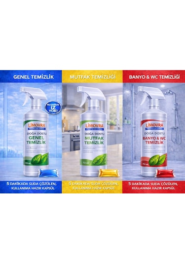 Kırmızı-sarı-mavi Kapsül 3'lü Temizlik Set 750 Ml - Bitkisel 3’lü Set