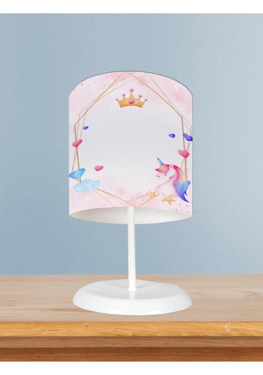 Mekta Home Bebek Ve Çocuk Odası Unicorn Ve Elmas Desenli Abajur