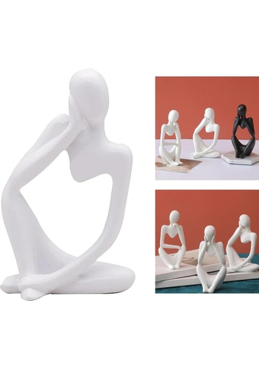 Mini Düşünür Heykel Süsleme Reçine Siyah Modern Soyut Heykeller Ev Oturma Odası İçin Masa Dekorasyonları Siyah