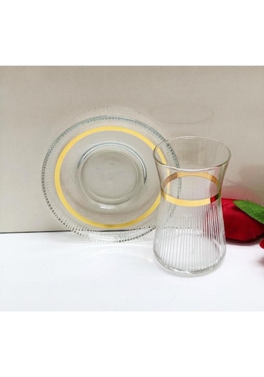 Elta Collection Handmade Gold Işlemeli 6 Kişilik Çay Seti Gold