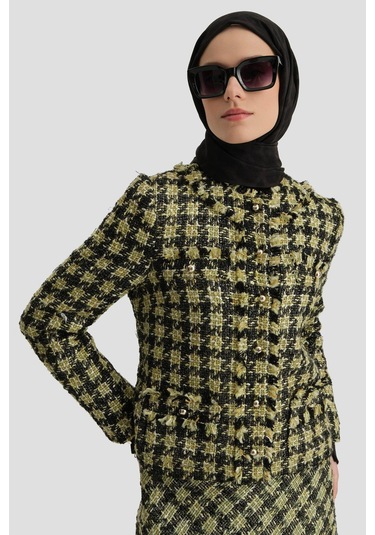 Armine Simli Tüvit Ceket 24k5719 Yeşil Yeşil