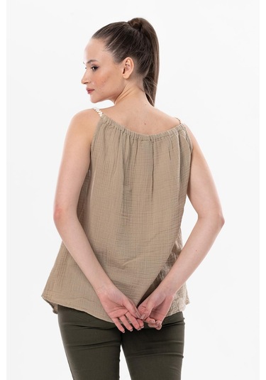 Askılı Alaçatı Yazlık Müslin Bluz Vizon Vzn-vizon