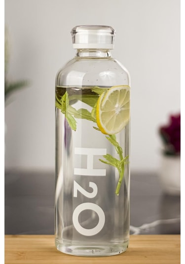 H2o Borosilikat Cam Matara Vakum Kapaklı Su Şişesi Suluk Beyaz 1000 Ml Çok Renkli